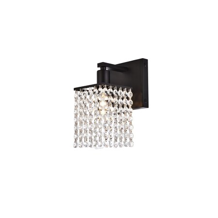 Phineas 1 Light Bath Sconce In Black With Clear Crystals